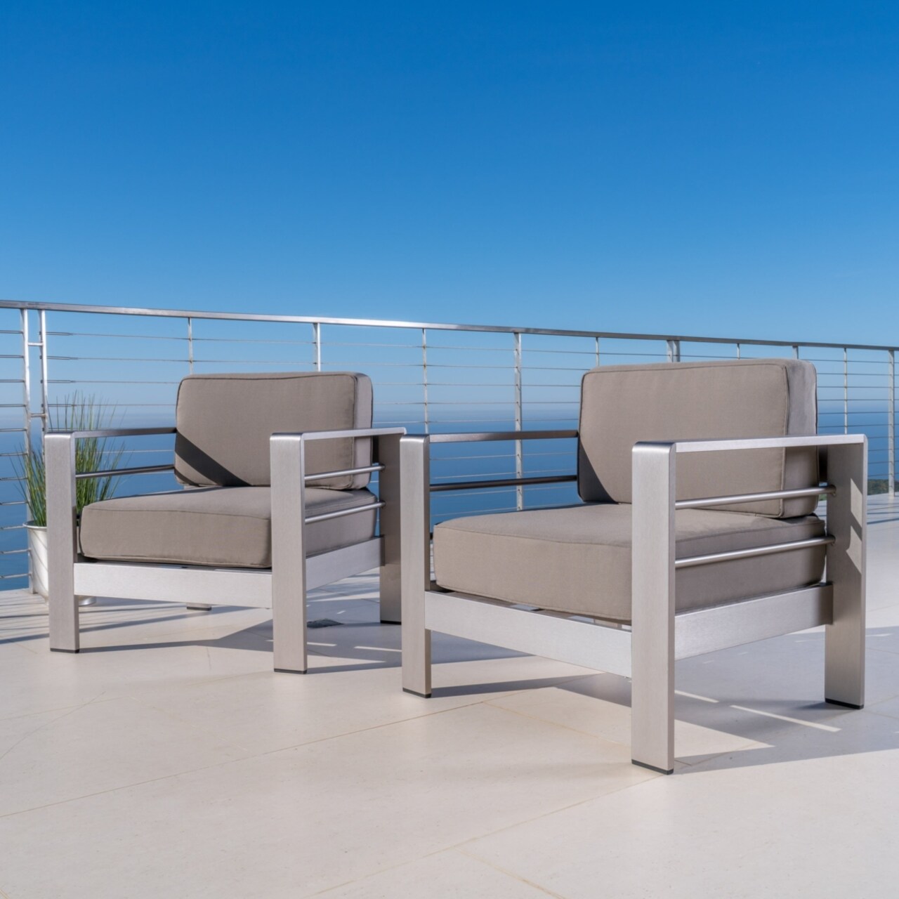 GDFStudio Coral Bay Outdoor Club Chairs with Water Resistant Cushions